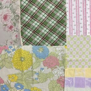 7 piece craft fabric pack florals plaid checkered designs Spring Summer